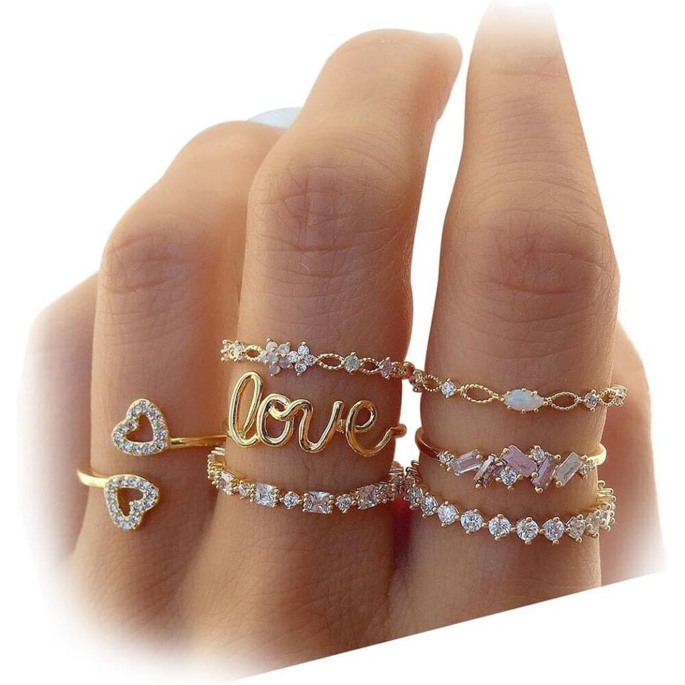 Boho Retro Stackable Rings for Women Adjustable Multiple Styles Jewelry